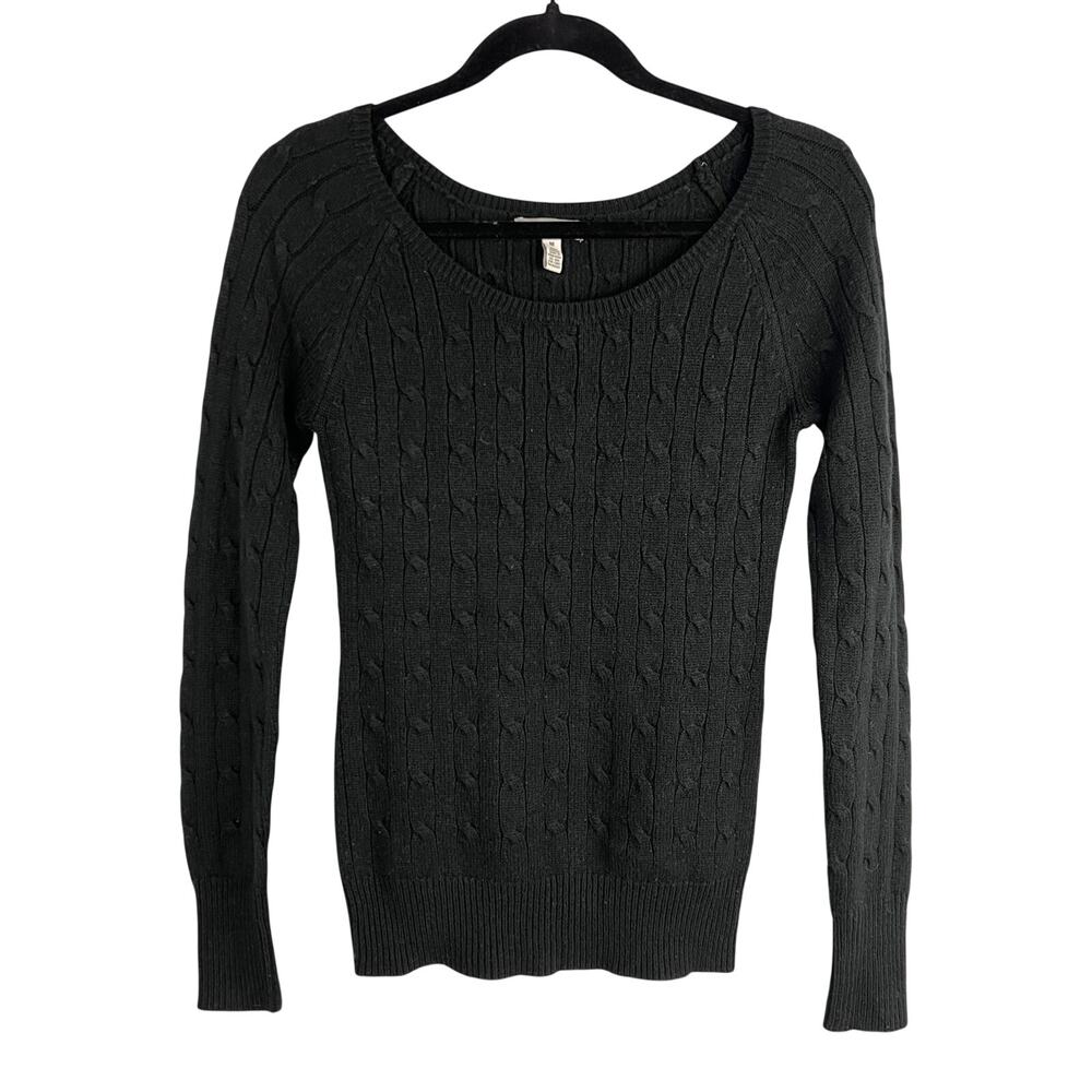 Vintage Y2K Aeropostale Sweater Cable Knit Black Preppy Old Money Academia Fall
